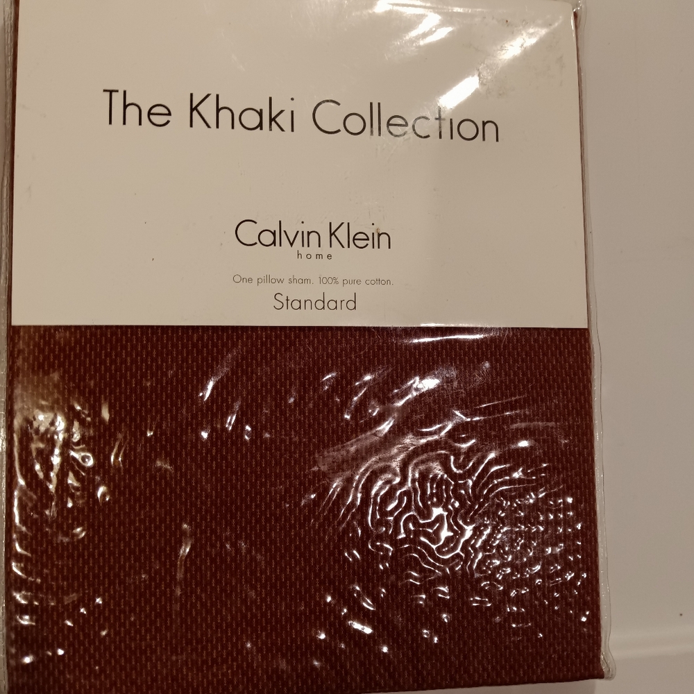 NOS Vtg Calvin Klein Home Khaki Collection Adobe Leaf Standard Pillow Sham